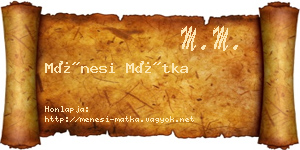 Ménesi Mátka névjegykártya